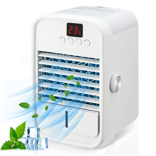 Portable Air Conditioner Fan, Personal Air Cooler Fan with 3 Speed Mode, 120¡ã Wide Angle Swing Head & 7 Colors Night Light, Small Humidifier Air Cooler Desk Table Fan for Home, Office and Room
